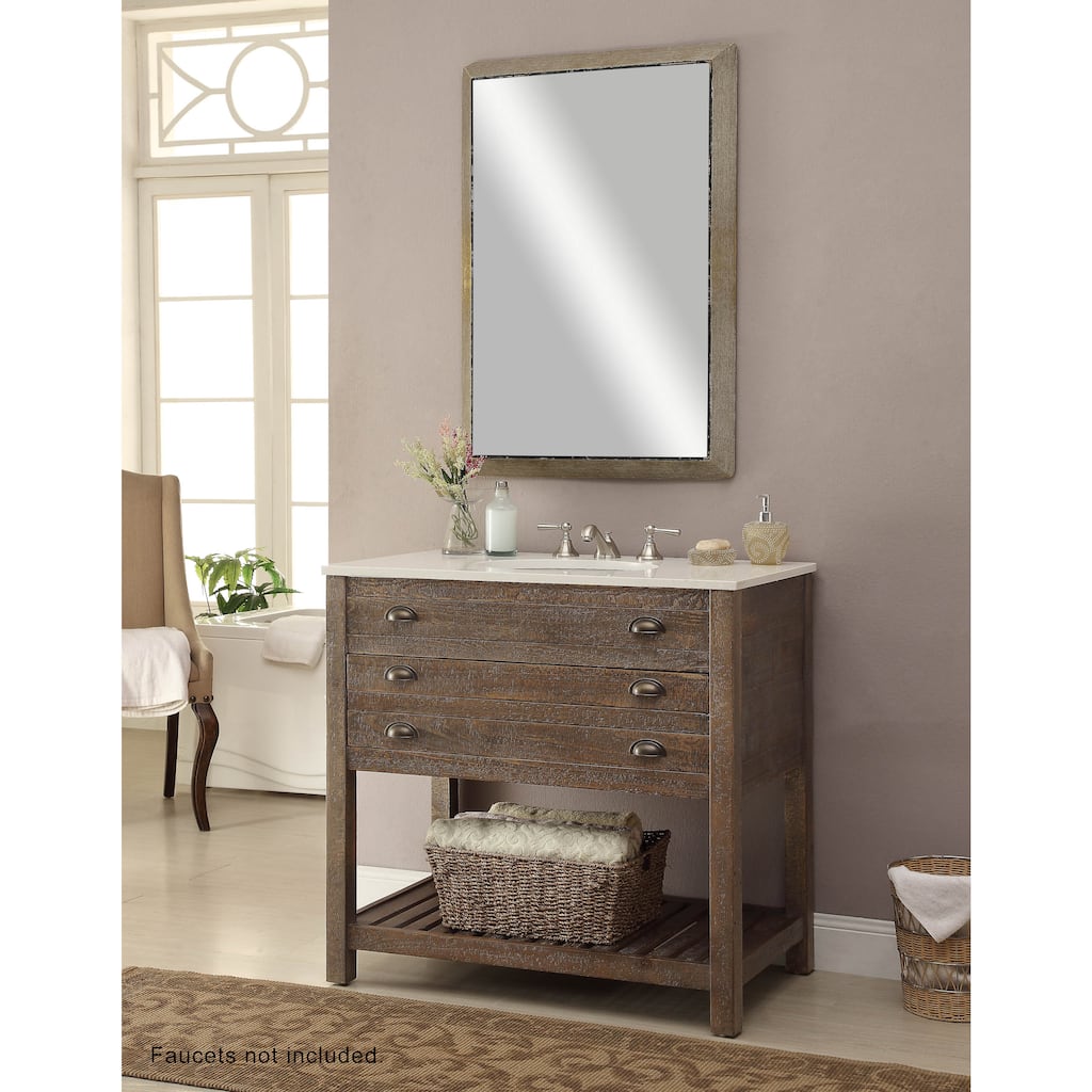 Somette Distressed Brown 36 inch 1-Drawer Undermount Sink Vanity