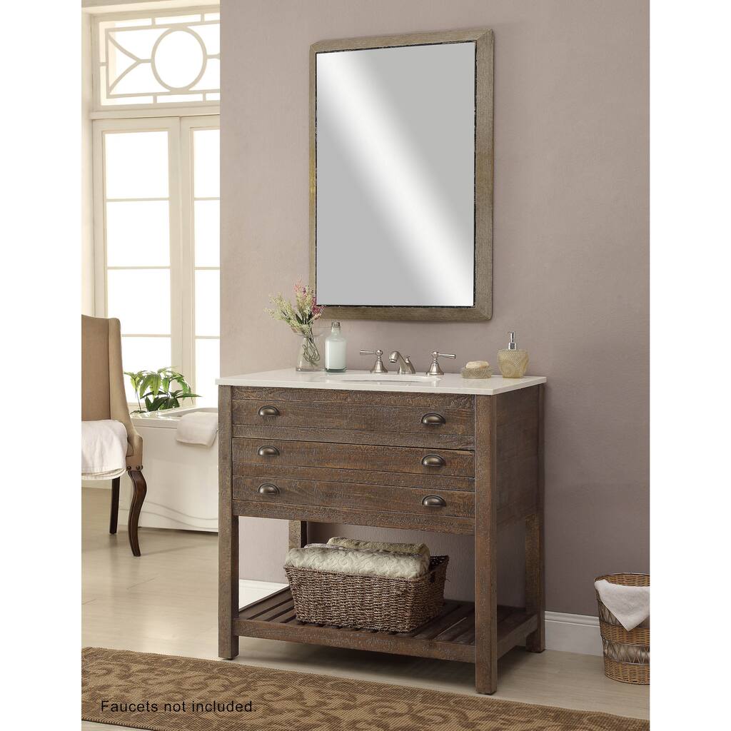 Somette Distressed Brown 36 inch 1-Drawer Undermount Sink Vanity