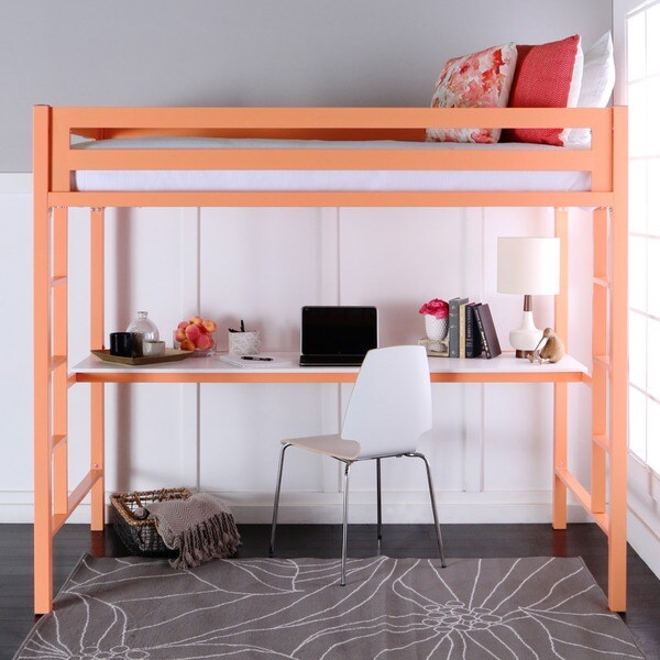 Twin Metal Loft Bed With Workstation Coral Free Shipping Today