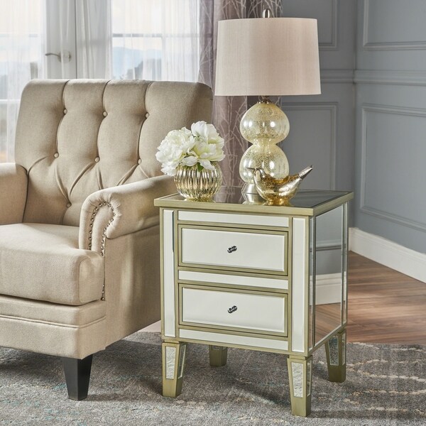 Christopher Knight Home Crawford Vintage Mirror 2-drawer End Table