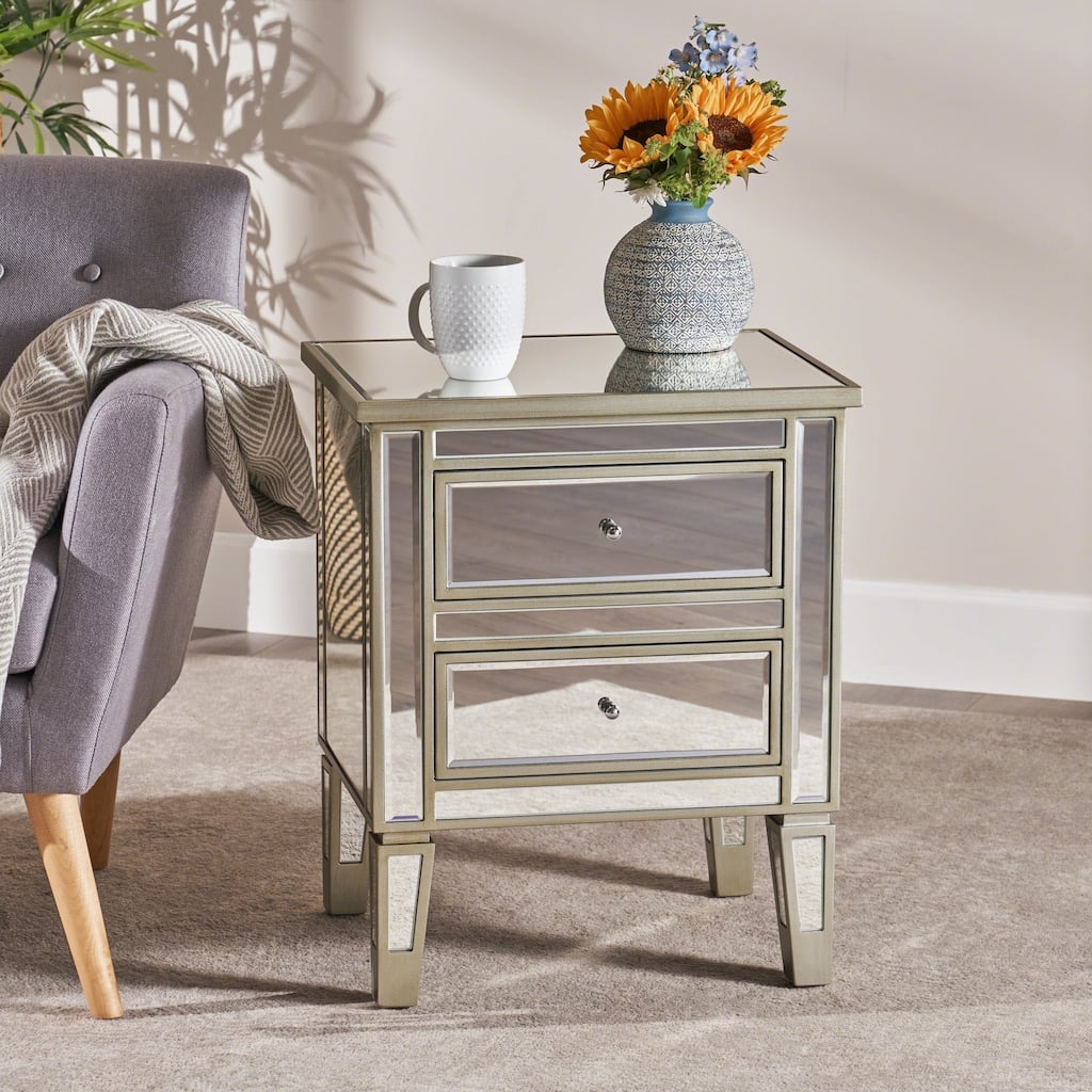 Christopher Knight Home Crawford Vintage Mirror 2-drawer End Table