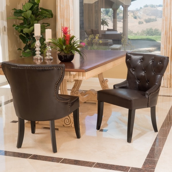Darden Tufted Bonded Leather Dining Chair Set Of 2 By Darden Tufted Bonded Leather Dining Chair Set Of 2 By Christopher Knight Home