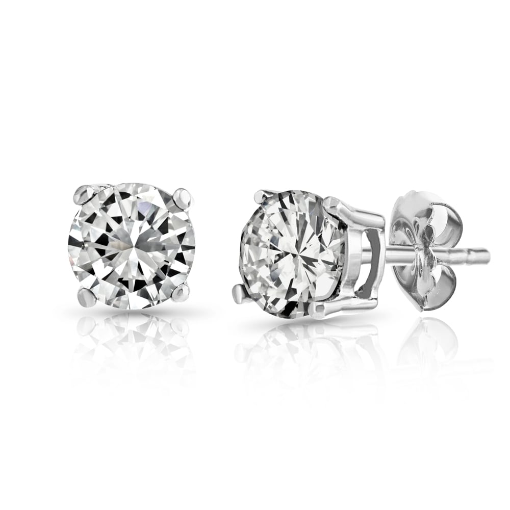 cubic zirconia studs white gold