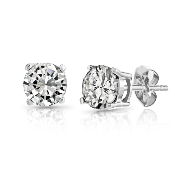 Pori 14k White Gold Cubic Zirconia Stud Earrings On Pori 14k White Gold Cubic Zirconia Stud Earrings