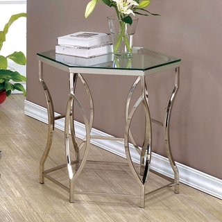 Talm Contemporary Chrome 26-inch Glass Top Side Table by Furniture of ...