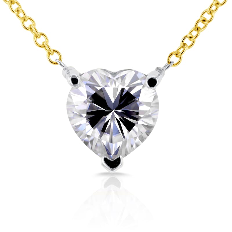 Annello by Kobelli 14k Yellow and White 2-tone Gold Heart Shape Moissanite (GH) Solitaire Pendant