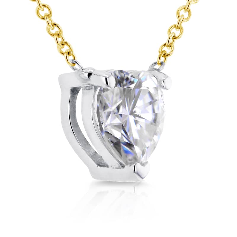 Annello by Kobelli 14k Yellow and White 2-tone Gold Heart Shape Moissanite (GH) Solitaire Pendant