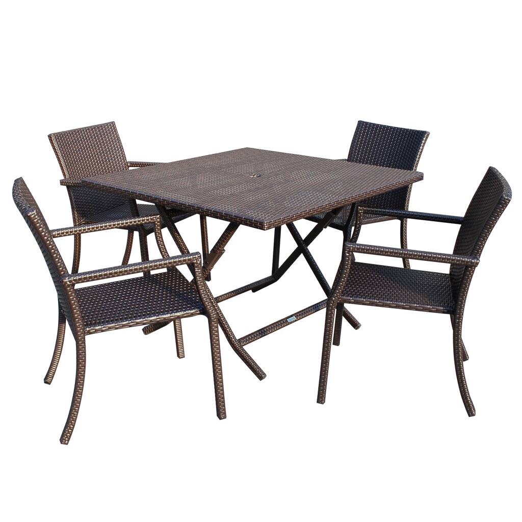 Wicker Square Back Cafe 5-piece Dining Set