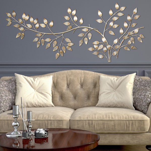 Shop Stratton Home Decor Brushed Gold Flowing Leaves Wall Decor  Free Shipping Today 