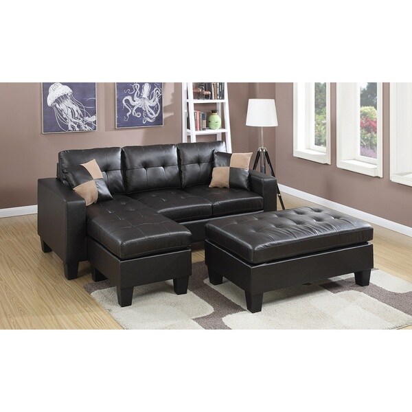 Espresso Bonded Leather Piacenza Sectional Sofa With