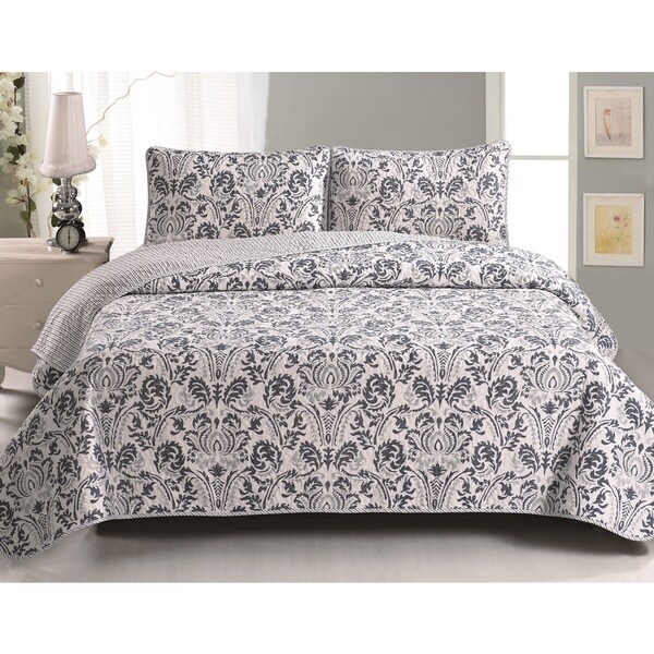Home Fashion Designs Martinique 3-Piece Printed Quilt Set with Shams