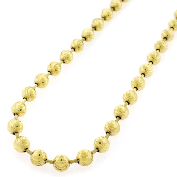 White Rose Gold Finish Sterling Silver Moon Cut Beaded Chain Neckl Mens Yellow