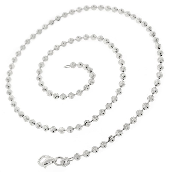 925 Sterling Silver Rhodium-plated Sparkle-Cut Rope Chain Necklace in Silver Choice of Lengths 16 18 20 24 22 26 28 30 and Variety of mm Options