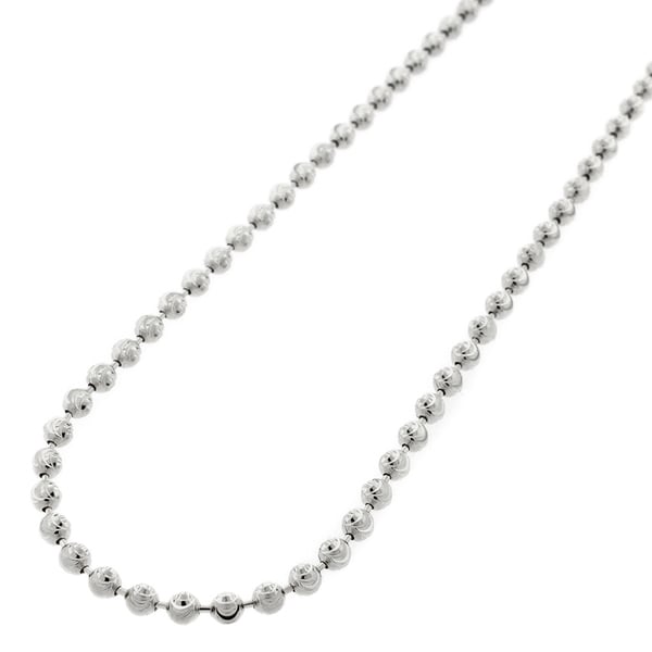 925 Sterling Silver 2mm Fancy Beaded Chain Necklace 16-24