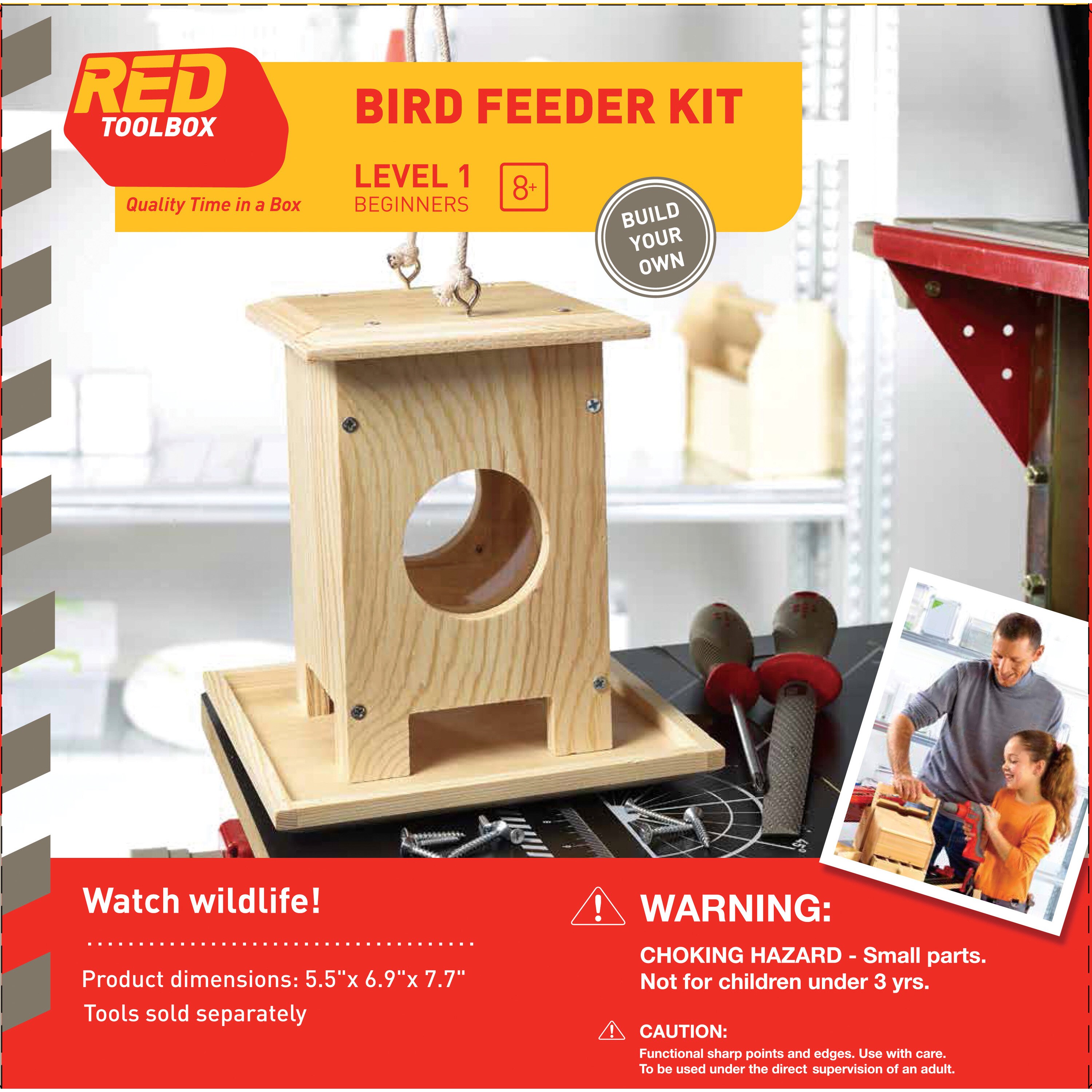 Shop Red Tool Box Diy Wood Bird Feeder Building Kit Free