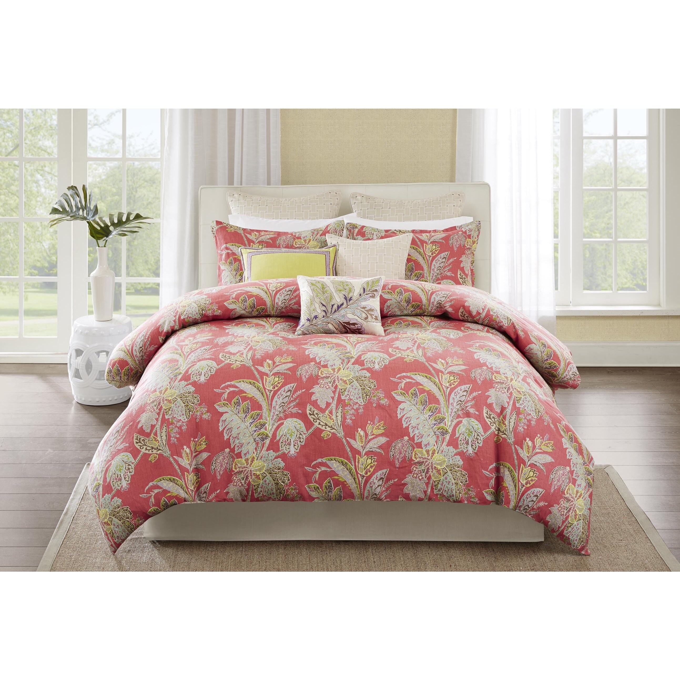 Echo Design Ishana Coral Cotton Comforter Set Overstock 11211482