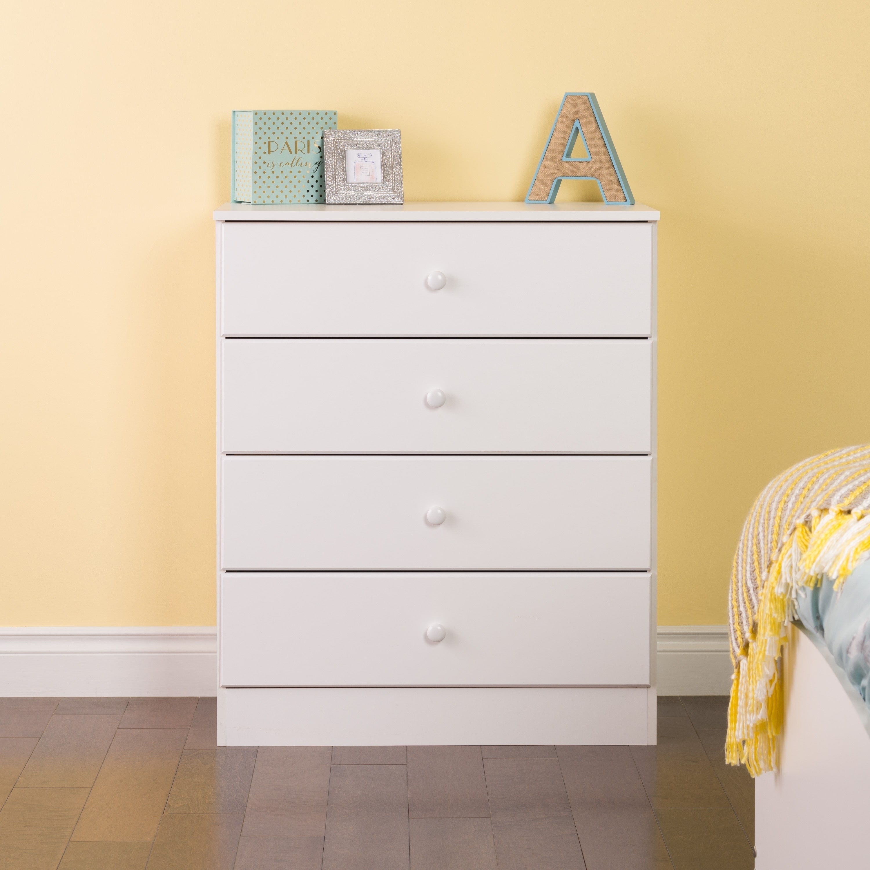 Dresser 4 Drawer White Furniture Chest Home Organizer Kids Room