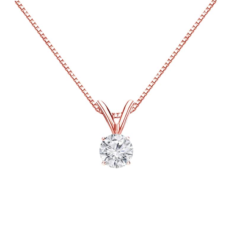 Auriya 14k Gold 1/4ctw Round Solitaire Diamond Necklace (H-I, VS1-VS2)