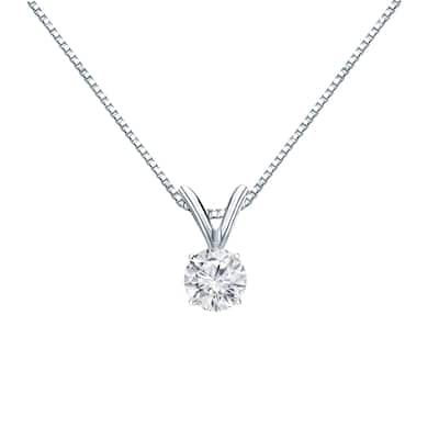 Auriya 14k Gold 1/4ctw Round Solitaire Diamond Necklace (H-I, VS1-VS2)