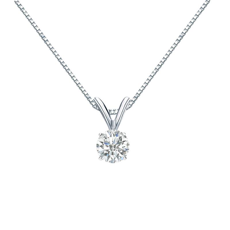 Auriya 14k Gold 1/4ctw Round Solitaire Diamond Necklace (I-J, SI2-SI3)