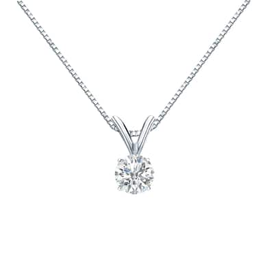 Auriya 14k Gold 1/4ctw Round Solitaire Diamond Necklace (I-J, SI2-SI3)
