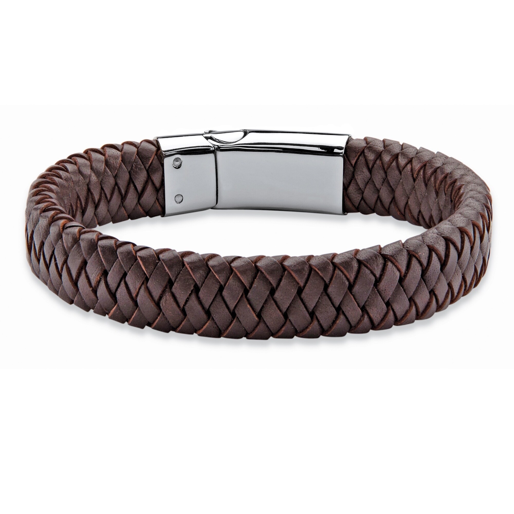 Braided Leather Bracelet for Men with Magnetic Clasp 13.77 Coffee ZODRQ Mens Bracelet Stainless Steel