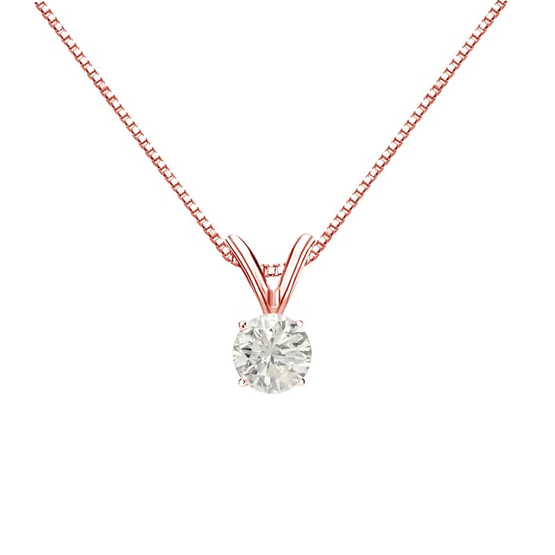 Auriya 14k Gold 1/4ctw Round Solitaire Diamond Necklace (J-K, SI1-SI2) - Rose