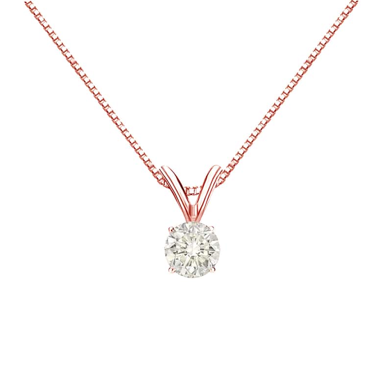 Auriya 14k Gold 1/4ctw Round Solitaire Diamond Necklace (J-K, I1-I2)