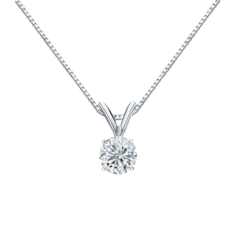 Auriya 14k Gold 1/3ctw Round Solitaire Diamond Necklace (H-I, VS1-VS2)