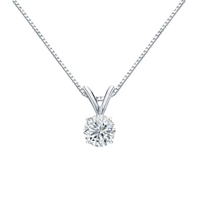 Auriya 14k Gold 1/3ctw Round Solitaire Diamond Necklace (H-I, VS1-VS2)