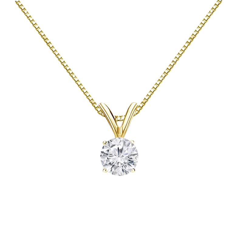 Auriya 14k Gold 1/3ctw Round Solitaire Diamond Necklace (H-I, VS1-VS2)
