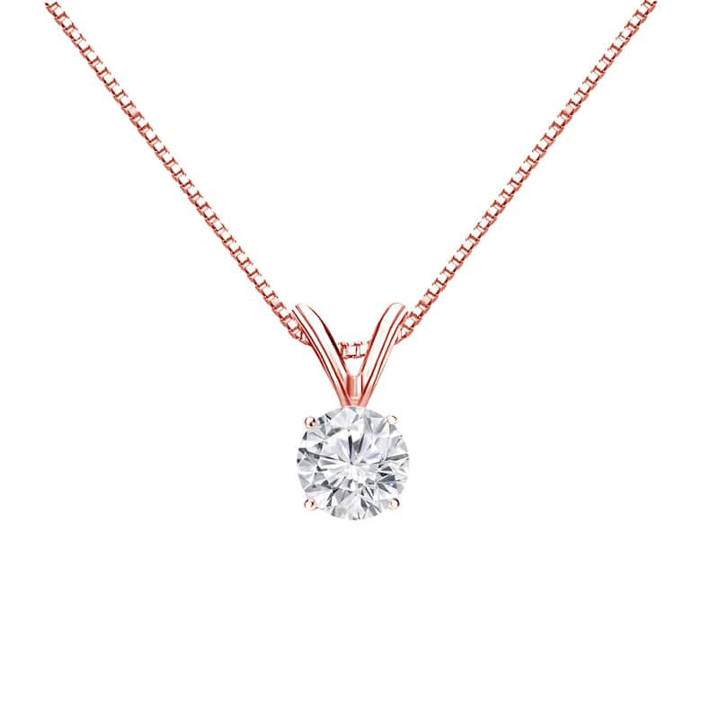 Auriya 14k Gold 1/3ctw Round Solitaire Diamond Necklace (H-I, VS1-VS2)