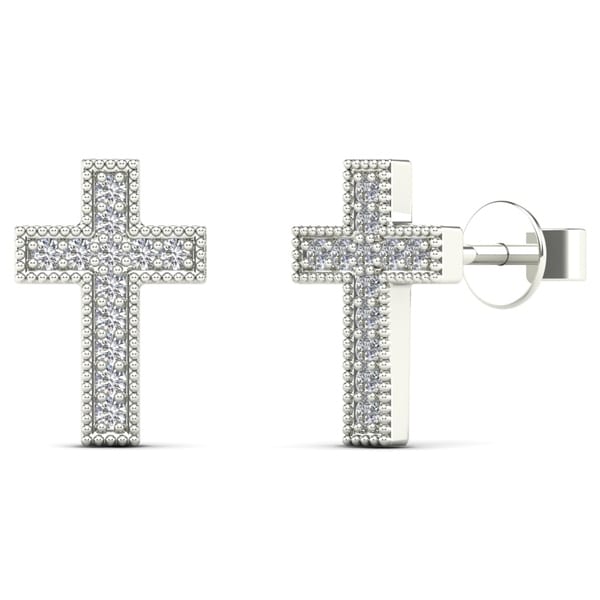 Aalilly 10k White Gold Diamond Accent Cross Stud Earrings H I Aalilly 10k White Gold Diamond Accent Cross Stud Earrings H I I1 I2
