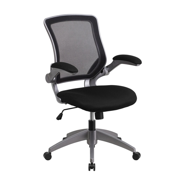 Offex Mid-back Mesh Swivel Task Chair with Grey Frame and Flip-up Arms