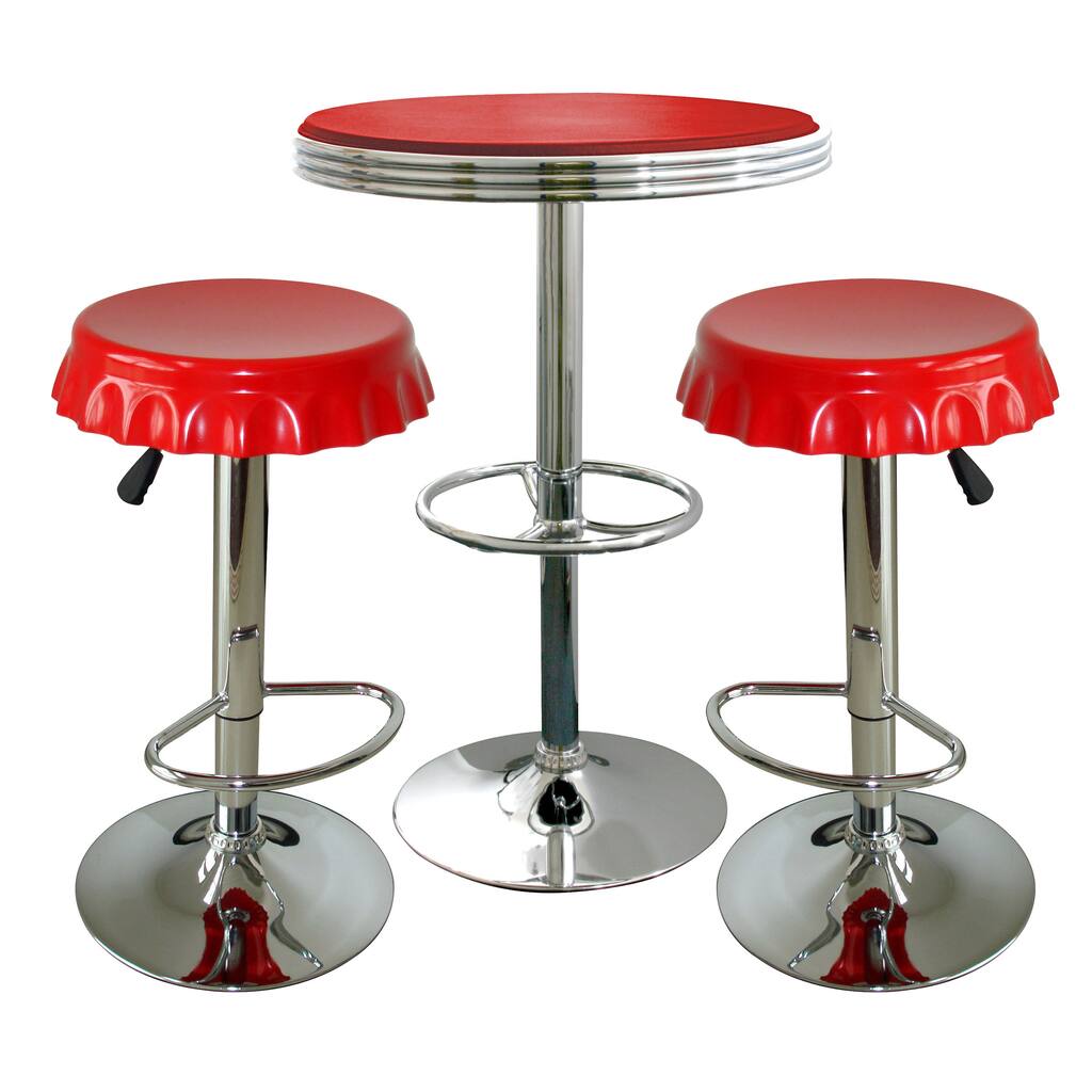 AmeriHome Retro Red Soda Cap Bistro Set (3 Piece Set)