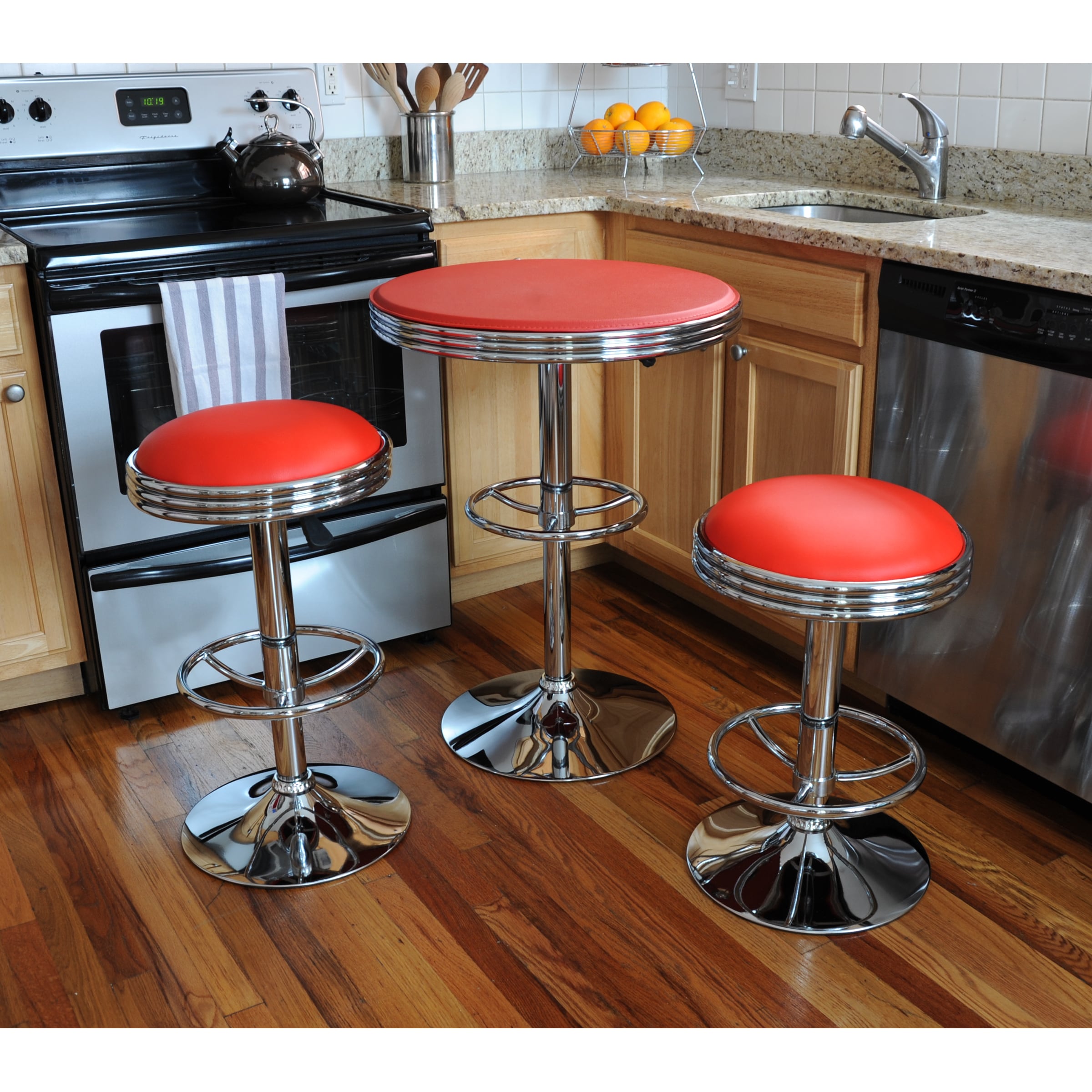 Restored Vintage Red Gray Apples Formica Dinette Table W Chairs
