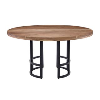Aurelle Home Round Rustic Industrial Farmhouse Dining Table - Antique White