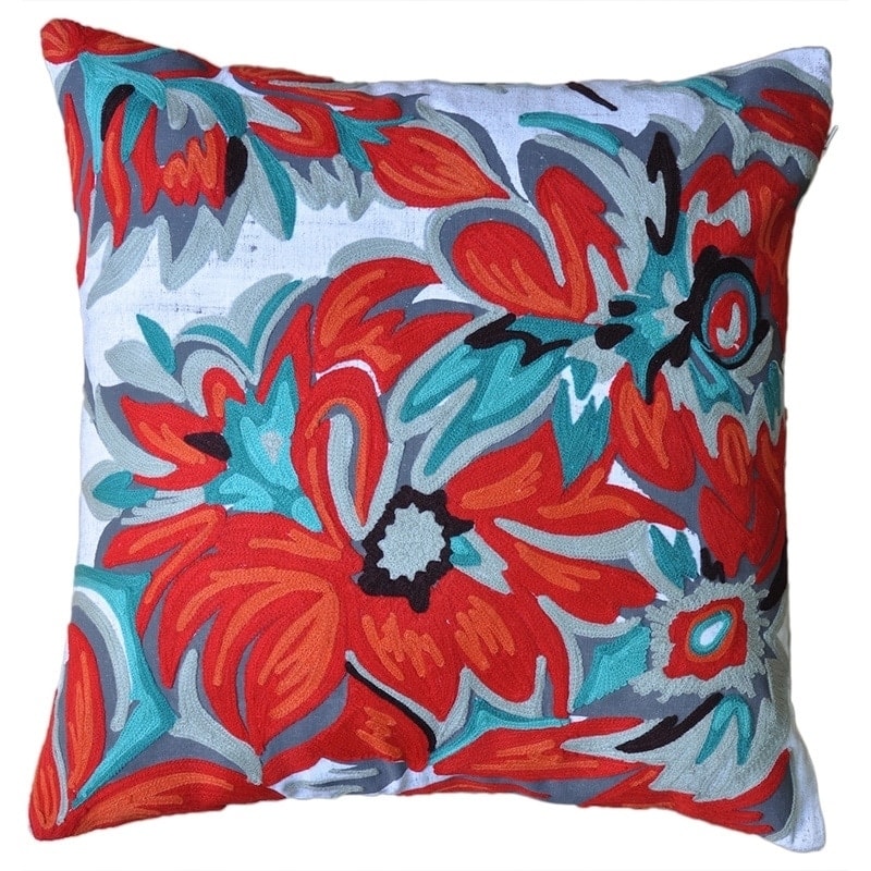 Cottage Home Kia Cotton 17 Inch Throw Pillow - Polyester - Single - 17x17 - Pillow Covers - Blue