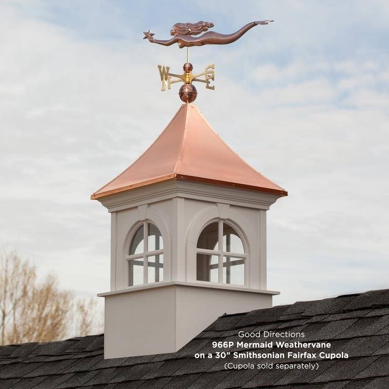 Copper Mermaid with Starfish Weathervane by Good Directions - Pure Copper