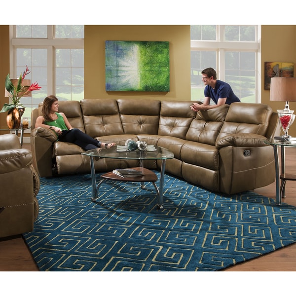 Shop Simmons Upholstery Bradford Toast Motion Sectional - Free Shipping ...