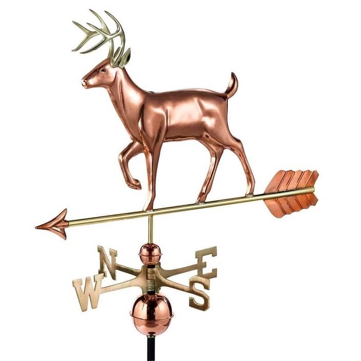 White Tail Buck Weathervane Polished Copper by Good Directions