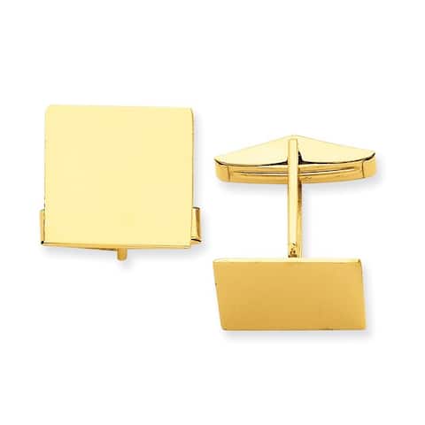 14K Yellow Gold Polished Solid Men's Square Cuff Links by Versil