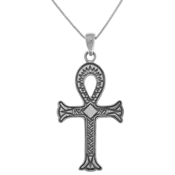 Shop Sterling Silver Large Ankh Egyptian Cross Pendant - Free Shipping ...