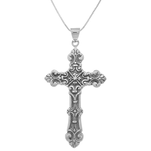 Shop Sterling Silver Large Ornamental Gothic Cross Pendant - Free ...