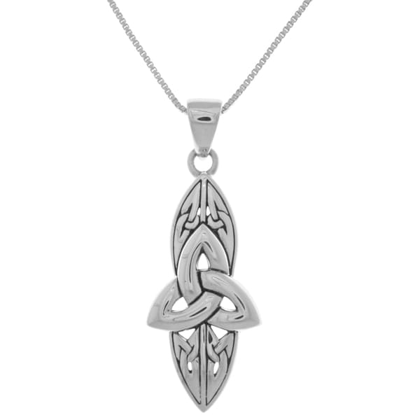 Shop Sterling Silver Long Celtic Trinity Knot Pendant Free Shipping On Orders Over 45