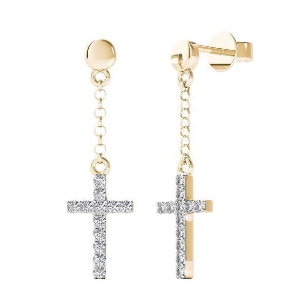 10k Yellow Gold 1 10ct Tdw Diamond Cross Dangle Stud Earrings 10k Yellow Gold 1 10ct Tdw Diamond Cross Dangle Stud Earrings H I I1