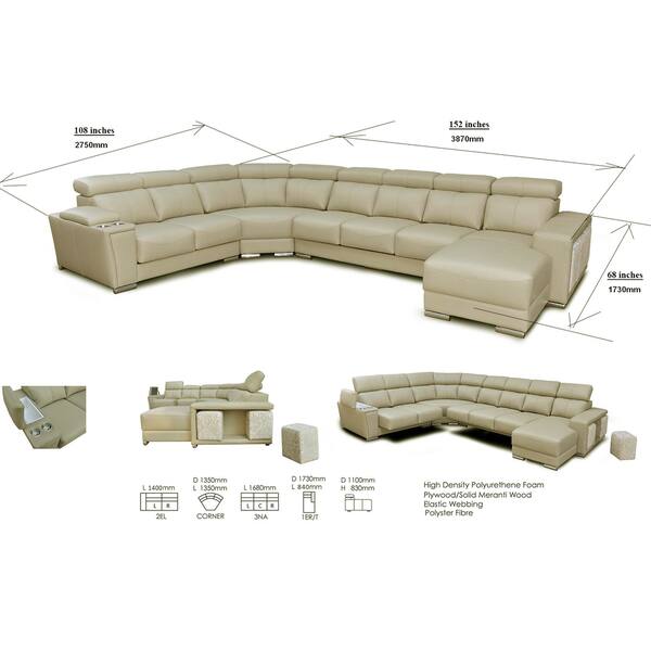 Shop Luca Home Right Facing Beige Sectional With Ottomans Free