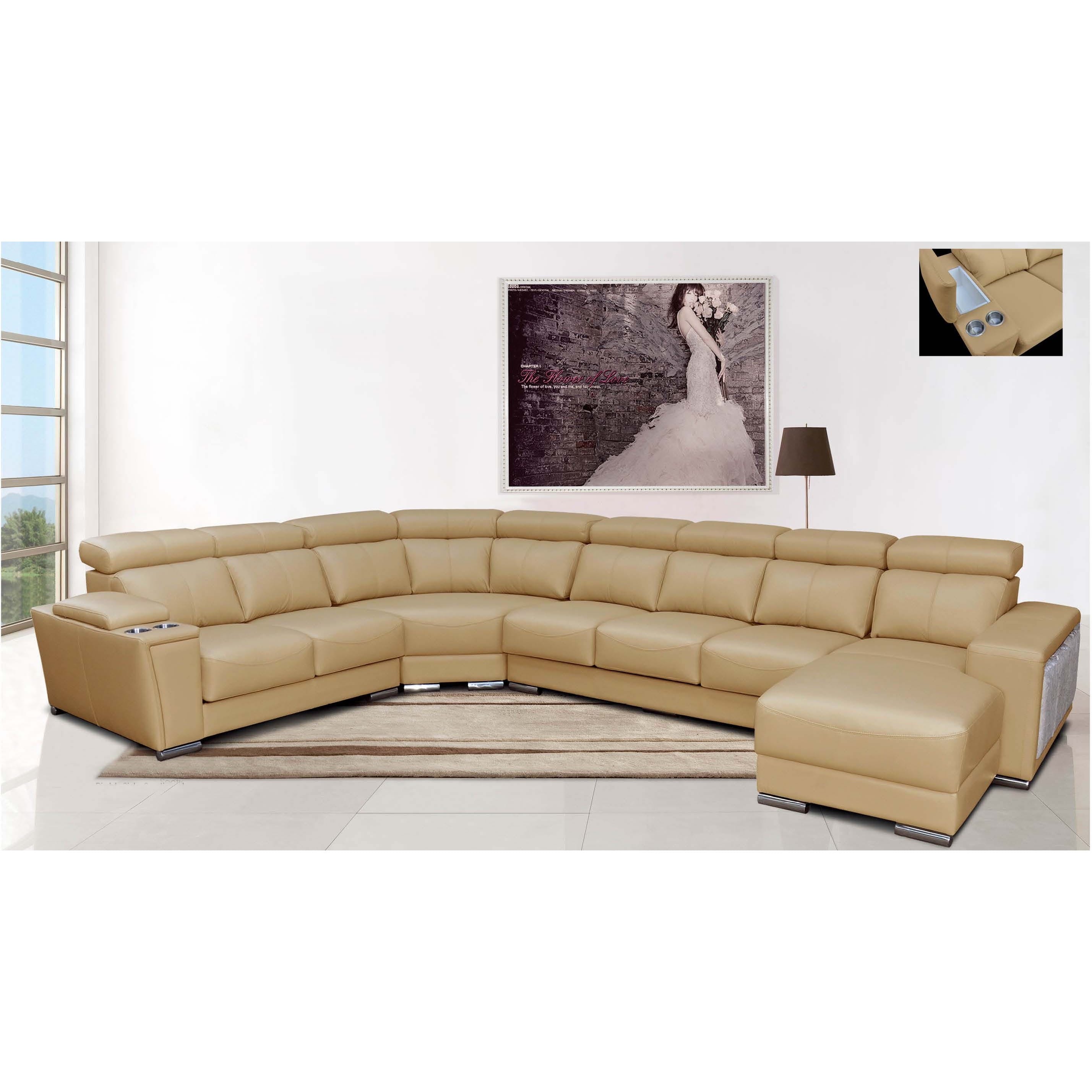 Shop Luca Home Right Facing Beige Sectional With Ottomans Free