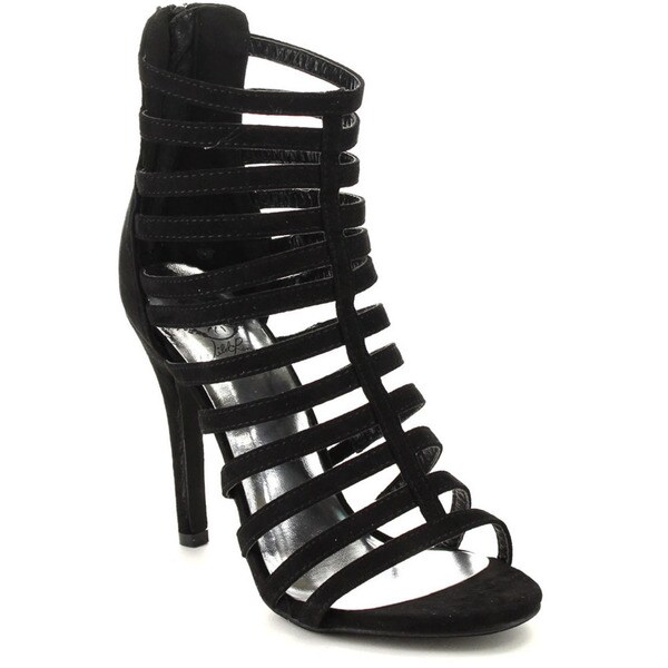 caged low heel sandals