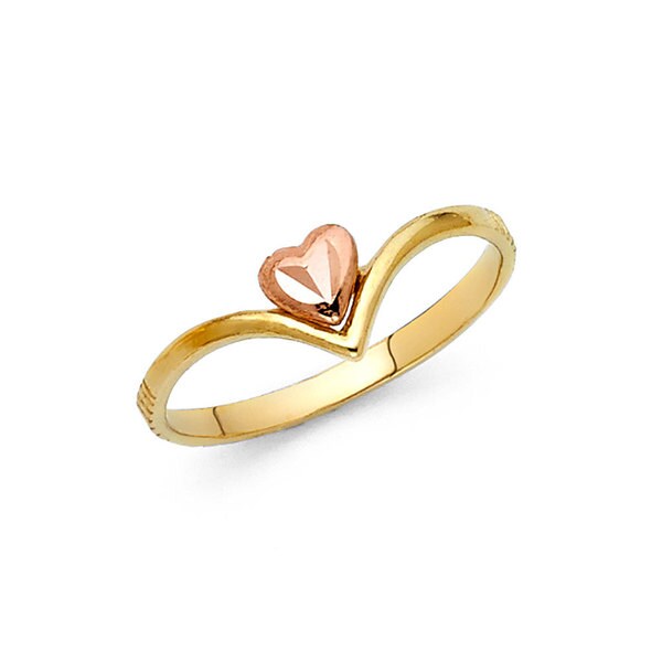 Shop 14k Two-tone Gold Chevron Floating Heart Ring - Overstock - 11322023